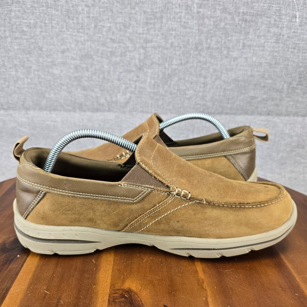 Skechers Mens Relaxed Fit Slip On Loafers 64858EWW Dark Taupe Leather Size 9 - Picture 6 of 14